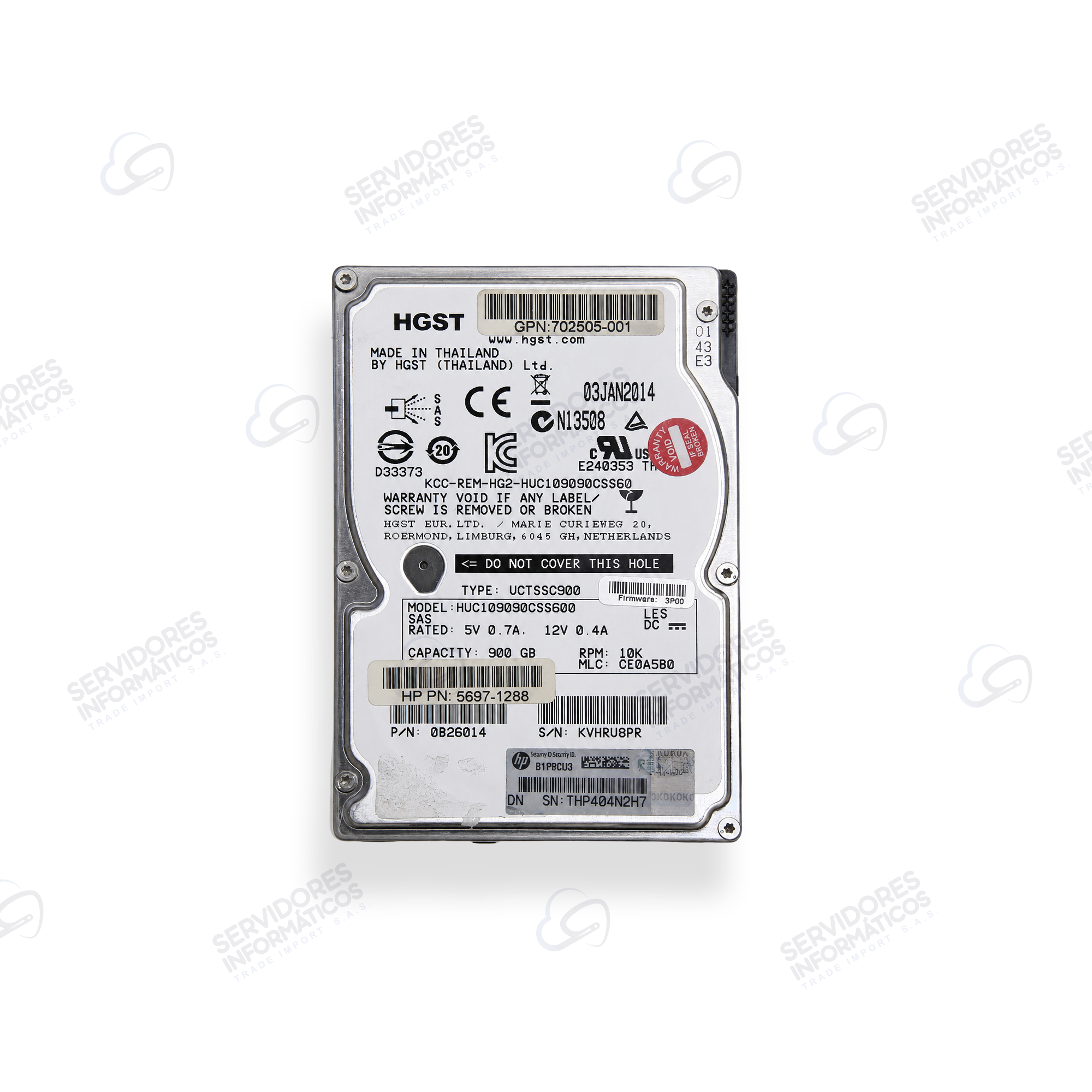 DISCO SERVIDOR HGST THP404N 900GB 10k SAS 2.5" - Usado