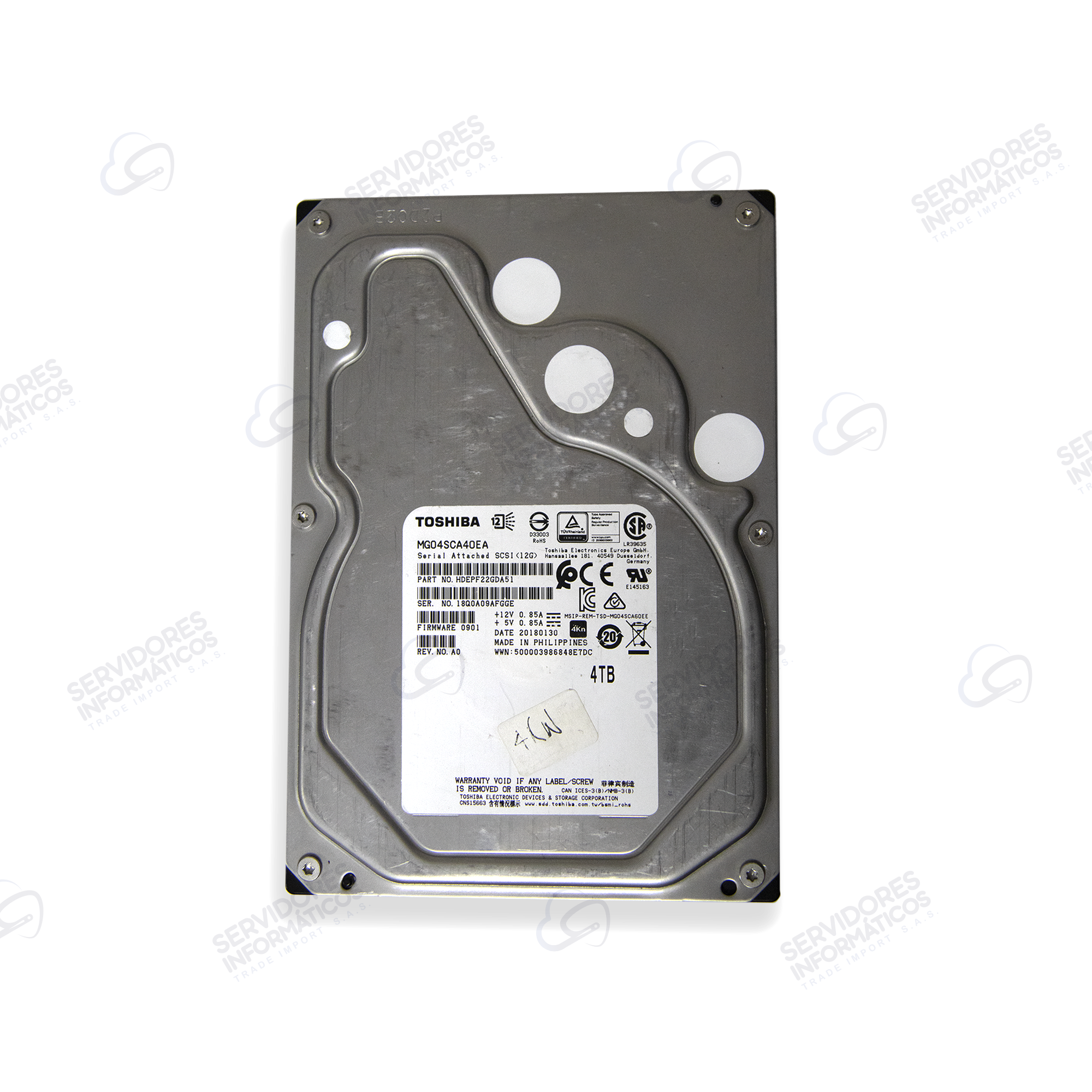 DISCO SERVIDOR TOSHIBA 4kn 4TB 7.2k SAS 3.5"- Usado