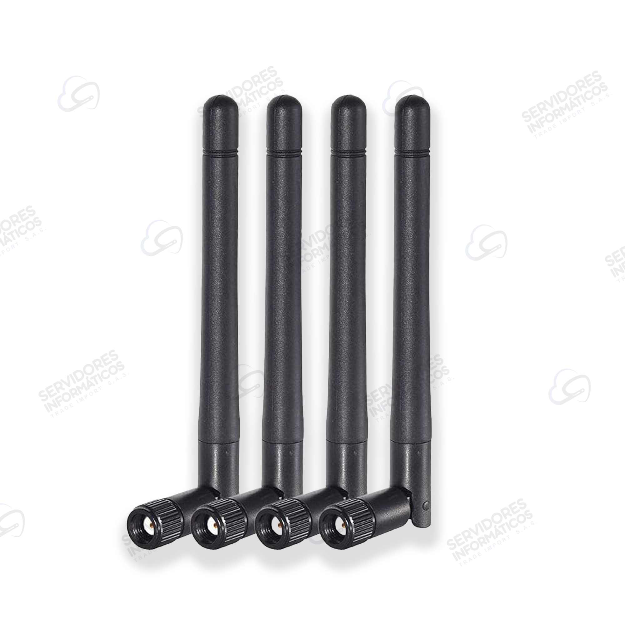 Kit 4 Antenas WiFi Dual Band Bingfu BFN00456 2.4GHz 5GHz 3dBi MIMO RP-SMA Macho para Router Adaptador Camaras IP