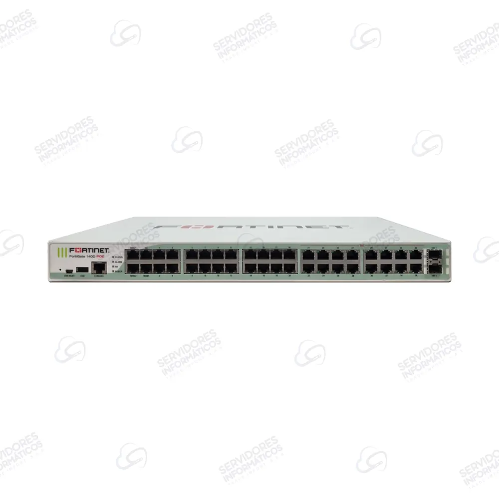 Firewall Fortinet FortiGate 140D-POE 42 Puertos Gigabit 16x PoE 2x SFP DMZ 270W - Usado