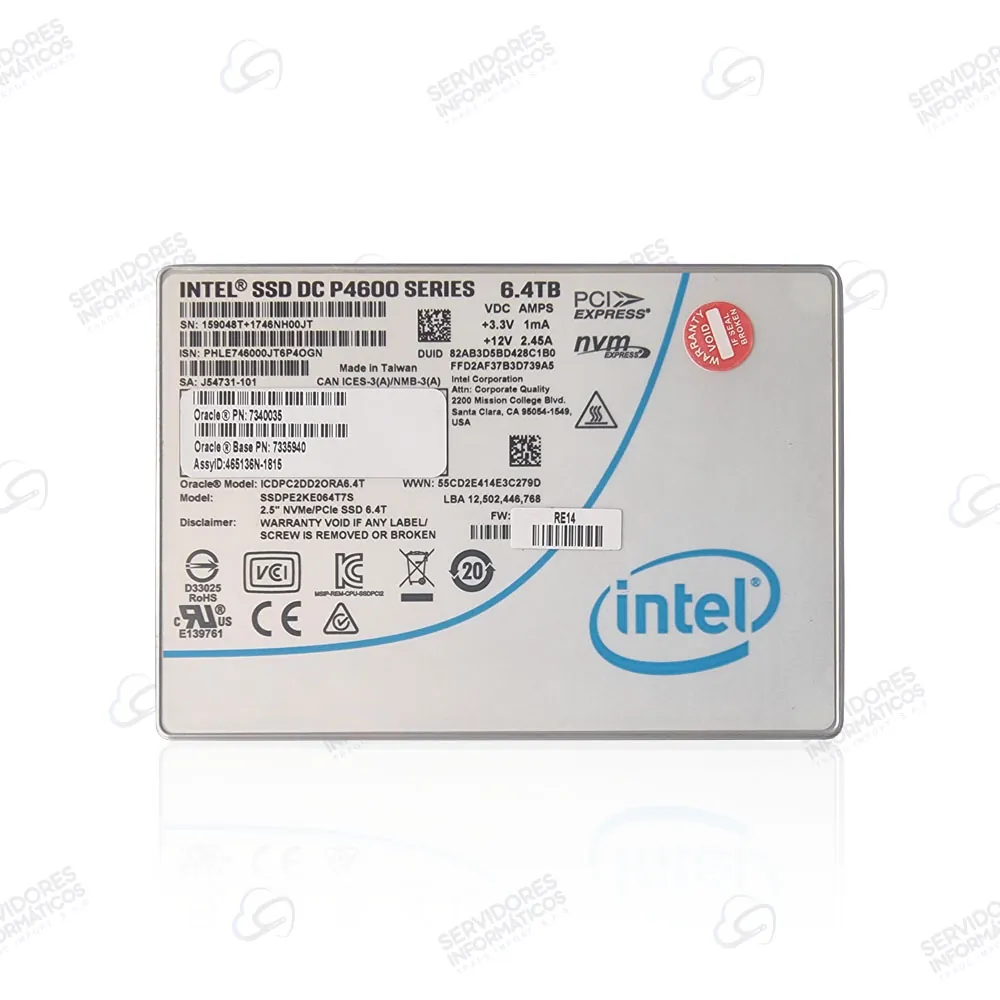 DISCO SERVIDOR INTEL DC P4600 6.4TB U2 NVME - Nuevo