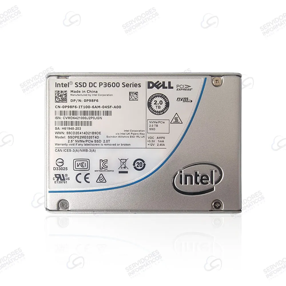 DISCO SERVIDOR INTEL DC DELL P3600 2TB U2 NVME - Usado