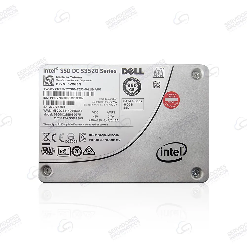 DISCO SERVIDOR INTEL DC DELL S3520 960GB SSD SATA - Usado