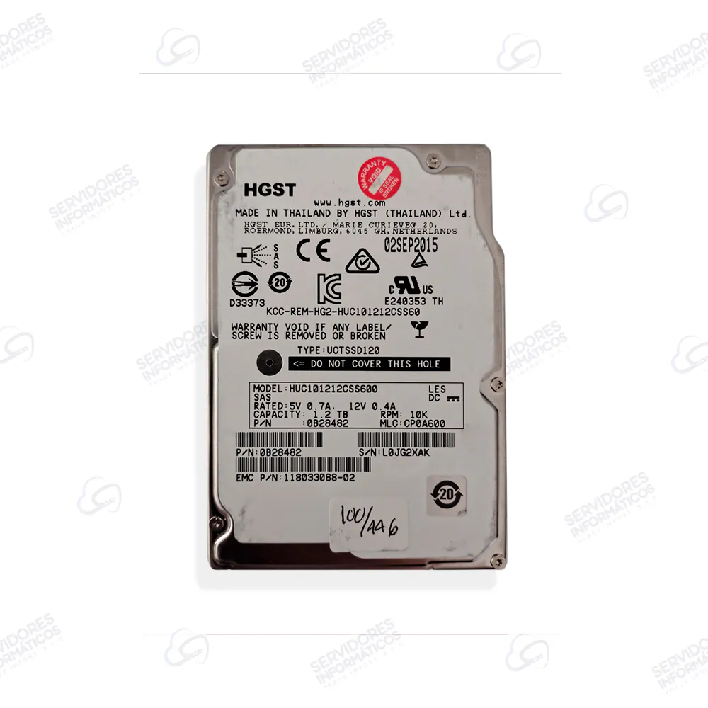 DISCO SERVIDOR HGST 1.2TB 10k SAS 2.5" - Usado