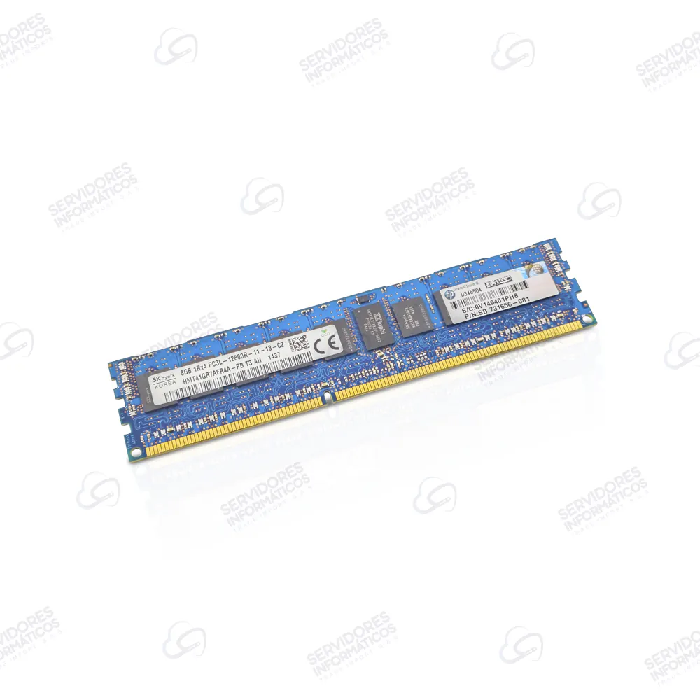 Memoria Servidor SK HINYX HPE 8GB PC3L-12800R DDR3-1600 PN: 731656-081 RDIMM